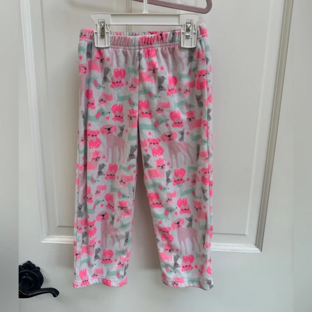 NWOT Simple Joys 4T Girls Carter's Multicolor Dog Pajama Bottoms Soft Fleece
